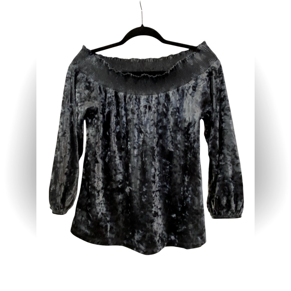Lucky Brand Crushed Velvet Open Shoulder Top